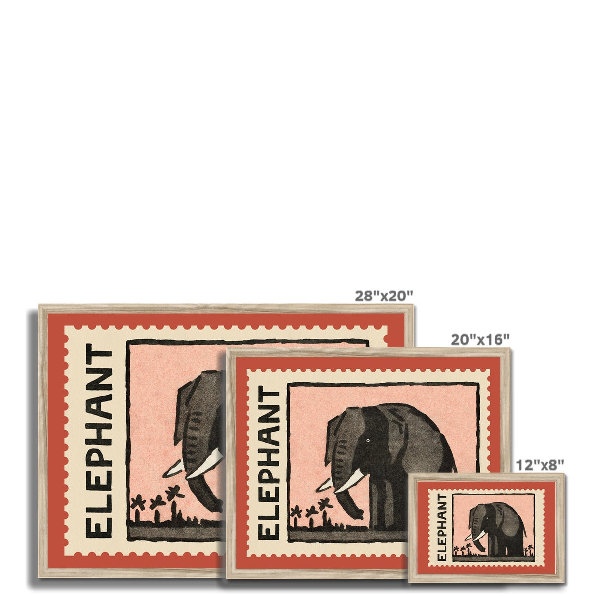 Elephant Vintage Postage Stamp Framed Fine Art Print