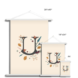 Initial Letter 'U' Woodlands Fine Art Print with Hanger