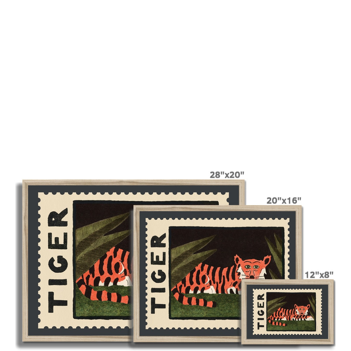 Tiger Vintage Postage Stamp Framed Fine Art Print