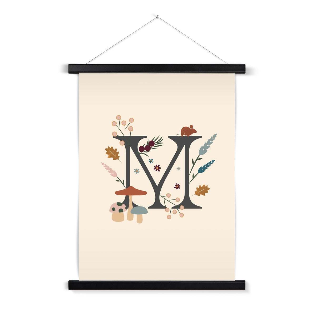 Initial Letter 'M' Woodlands Fine Art Print with Hanger