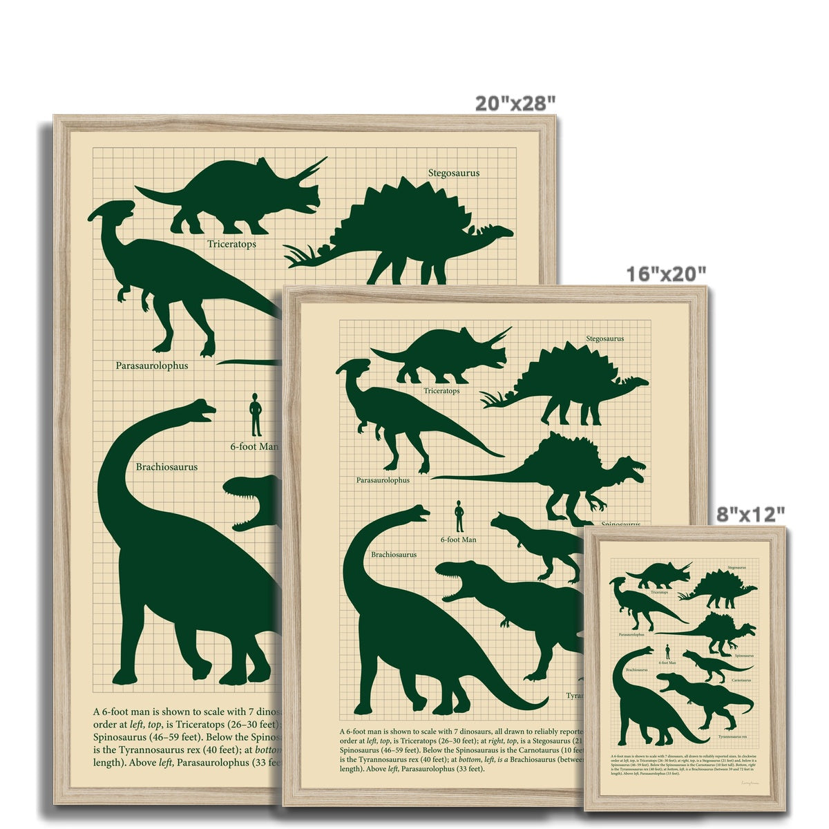 Vintage Dinosaurs Framed Fine Art Print