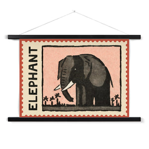 Elephant Vintage Postage Stamp Fine Art Print with Hanger