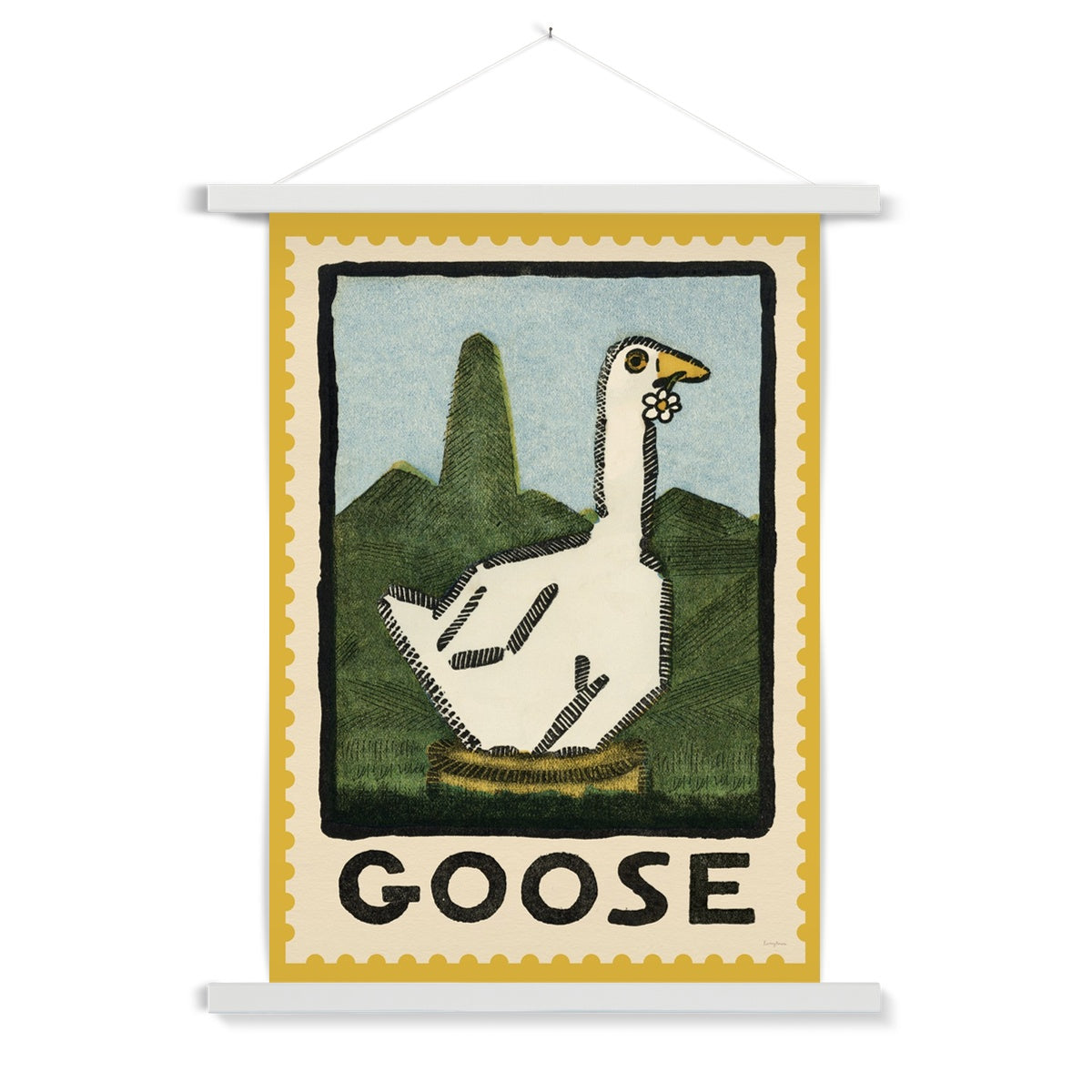 Goose Vintage Postage Stamp Fine Art Print with Hanger