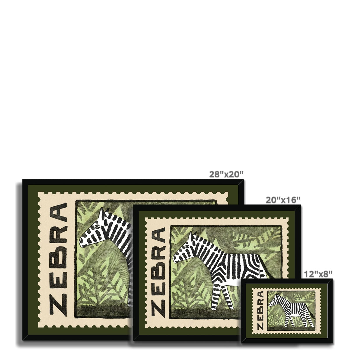 Zebra Vintage Postage Stamp Framed Fine Art Print
