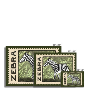 Zebra Vintage Postage Stamp Fine Art Print