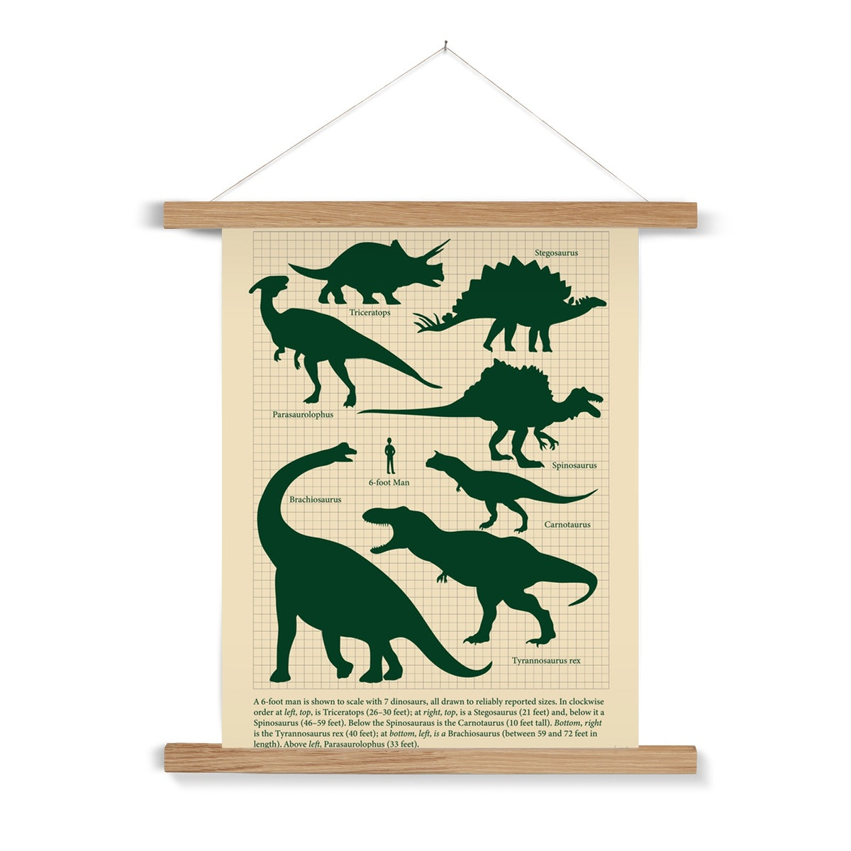 Vintage Dinosaurs Fine Art Print with Hanger