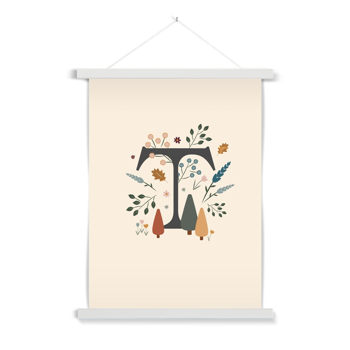 Initial Letter 'T' Woodlands Fine Art Print with Hanger