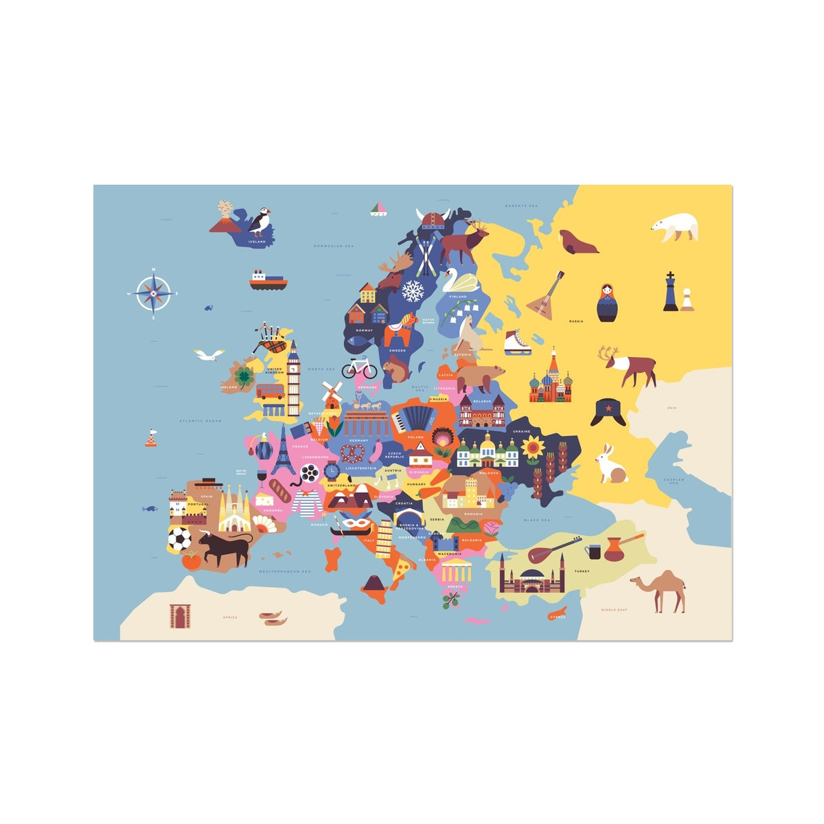Map of Europe Fine Art Print | Sol Linero