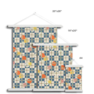 Kimono Pattern Checkerboard Fine Art Print with Hanger