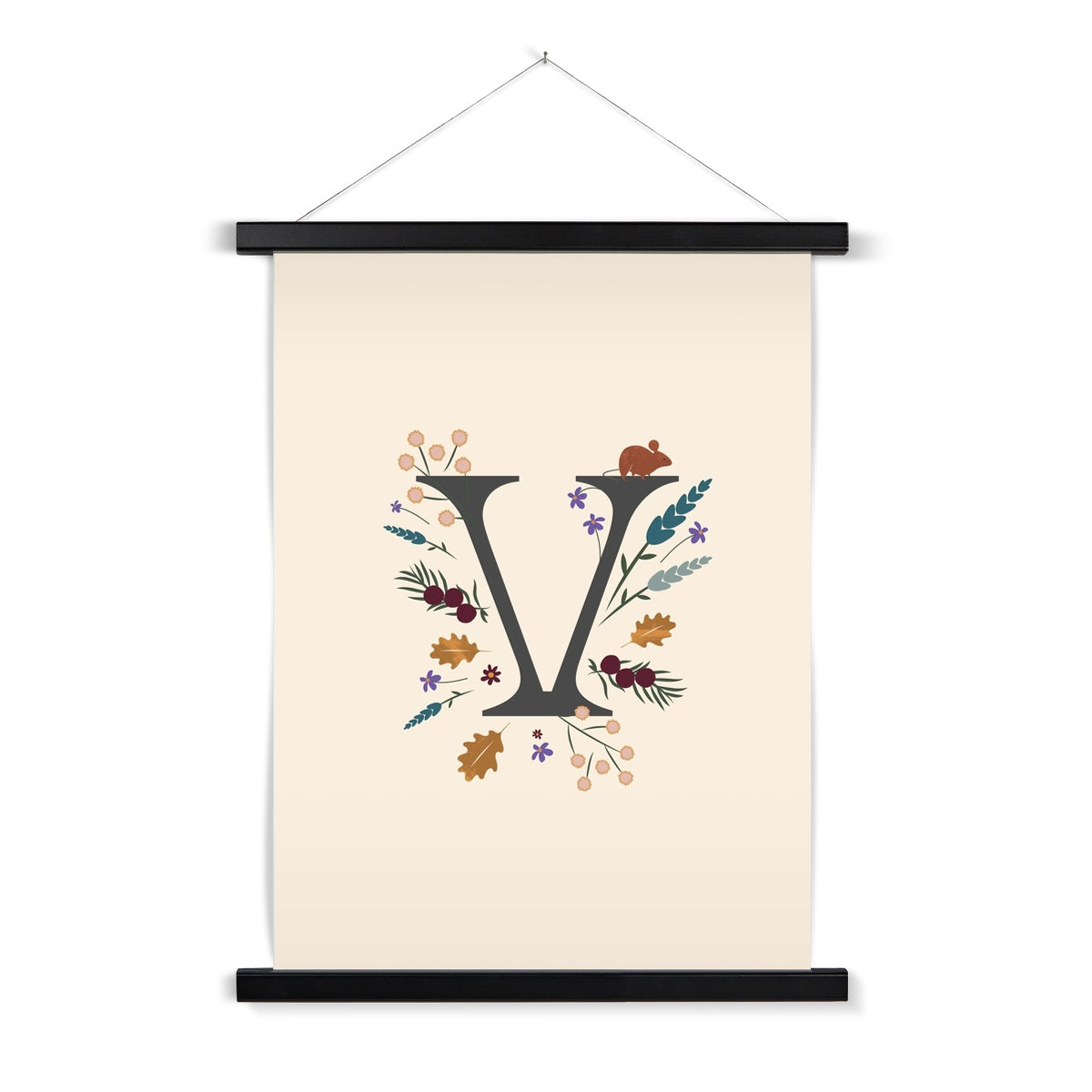 Initial Letter 'V' Woodlands Fine Art Print with Hanger