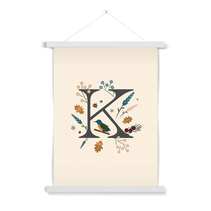 Initial Letter 'K' Woodlands Fine Art Print with Hanger