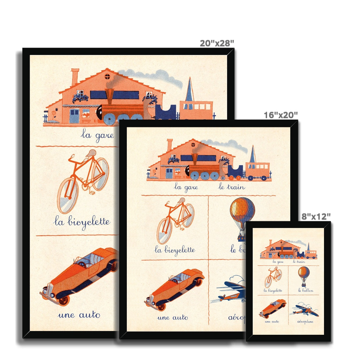 French First Words Transport Framed Fine Art Print