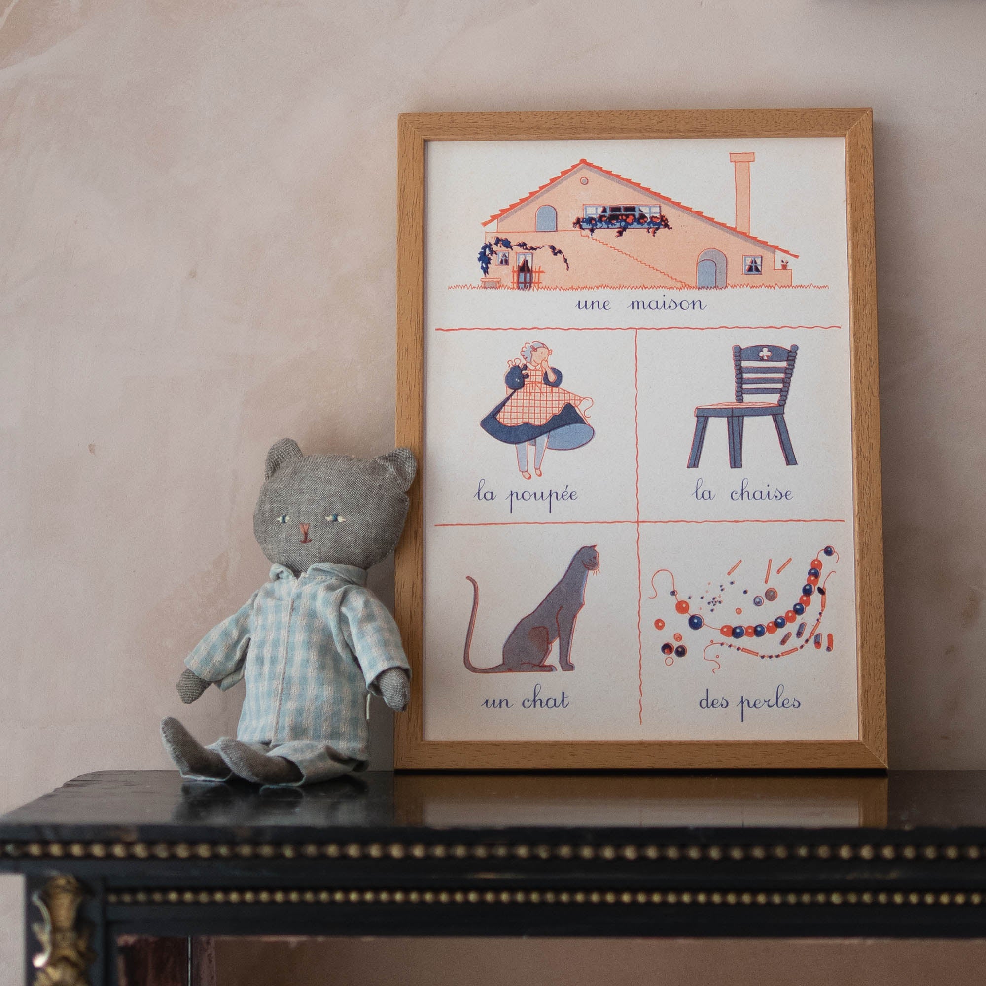 French First Words Around the House Framed Fine Art Print