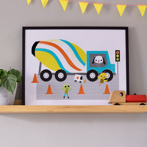 Cement Truck Fine Art Print with Hanger | Sara Gillingham
