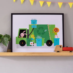 Recycling Truck Fine Art Print with Hanger | Sara Gillingham