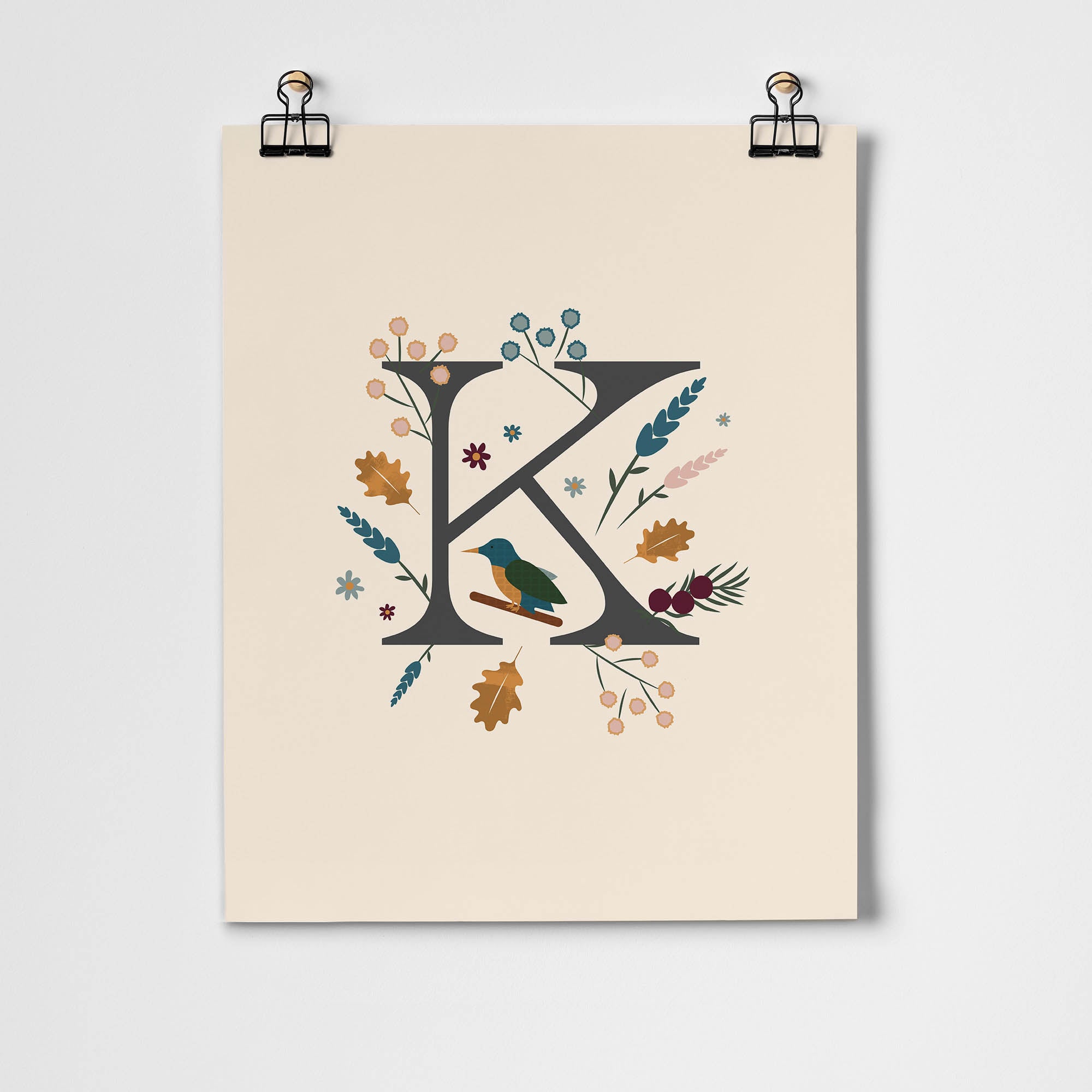 Initial Letter 'K' Woodlands Fine Art Print