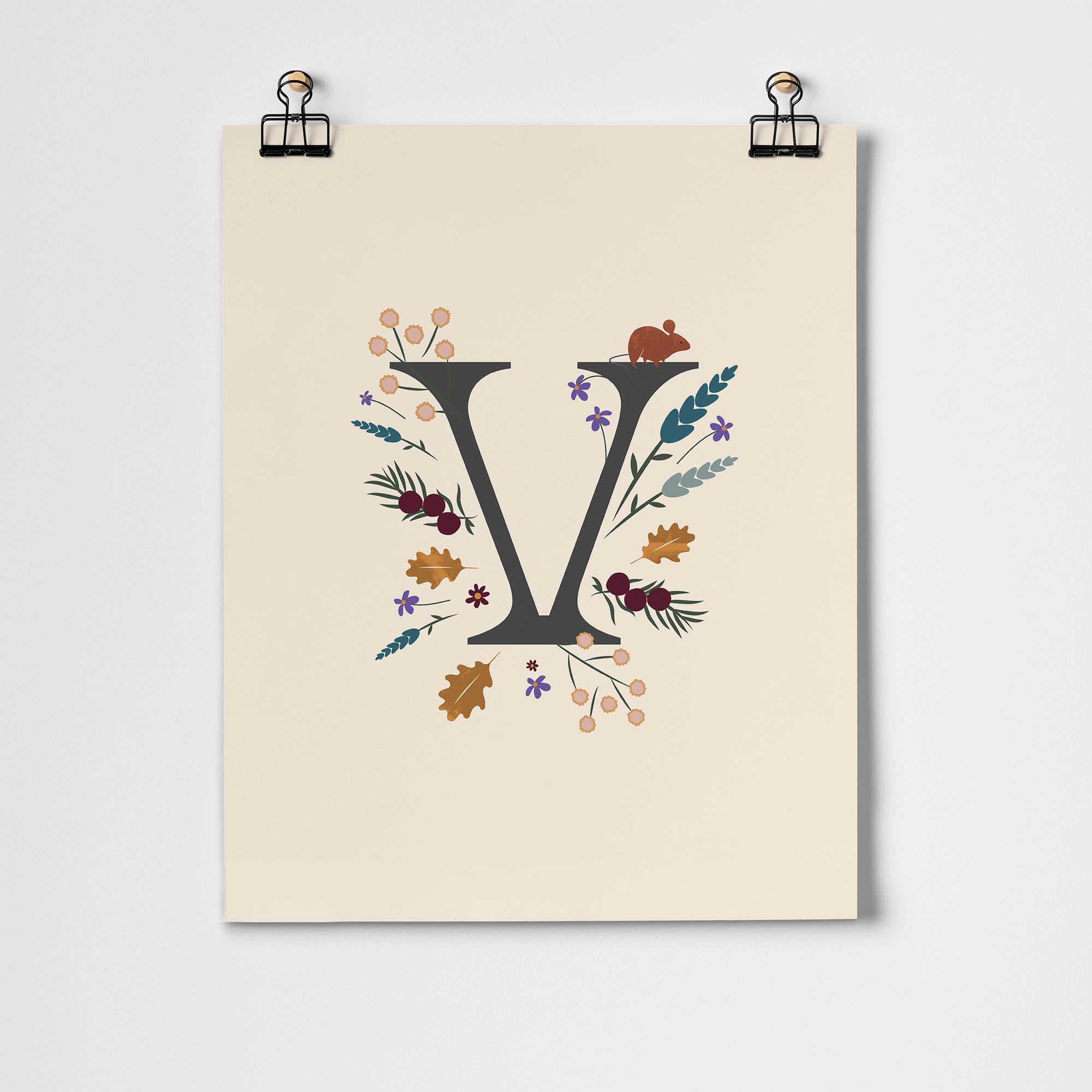 Initial Letter 'V' Woodlands Fine Art Print
