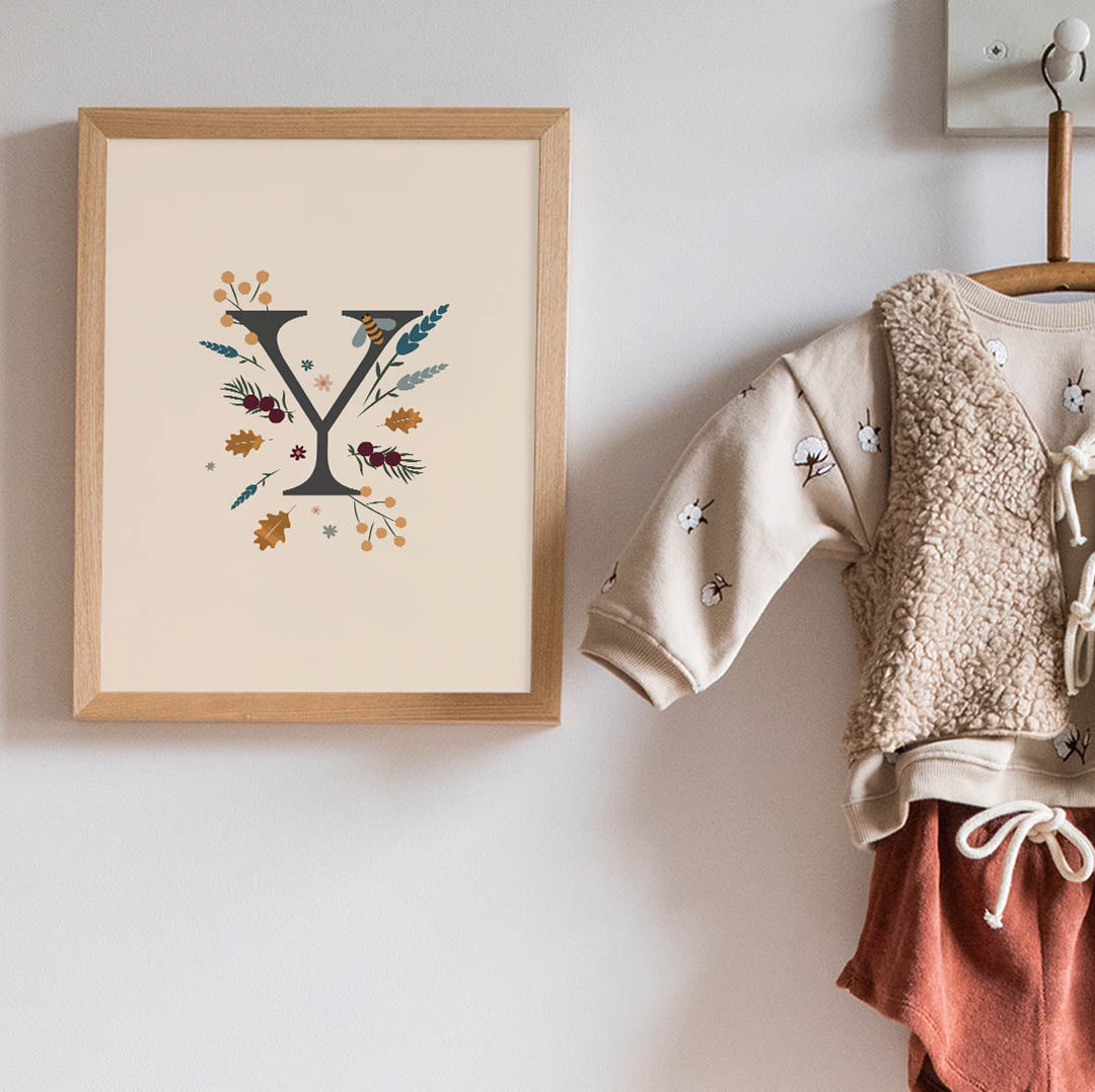 Initial Letter 'Y' Woodlands Fine Art Print with Hanger