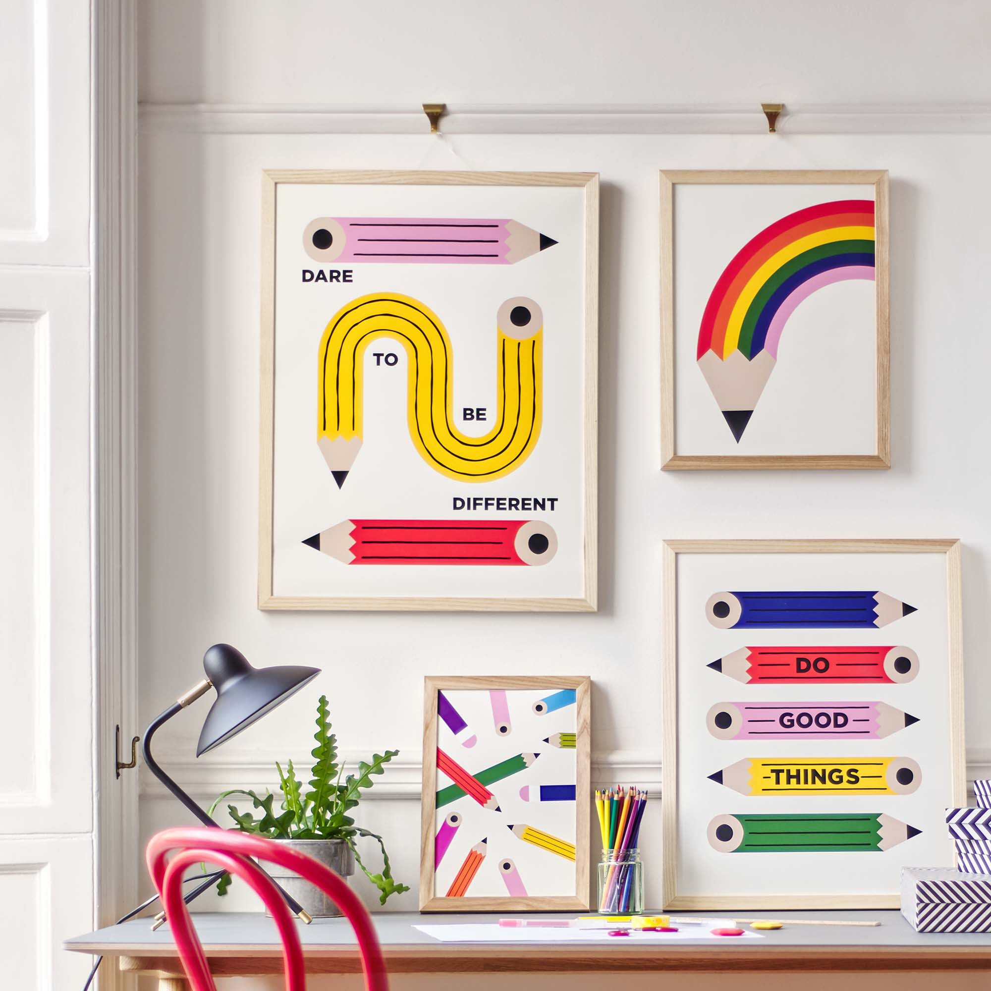Rainbow Pencil Fine Art Print with Hanger