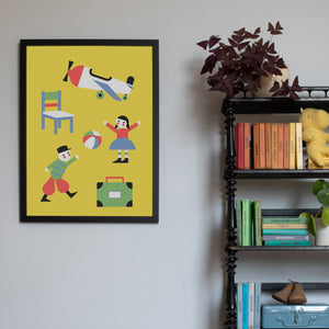 Vintage Playtime Yellow Fine Art Print with Hanger