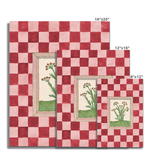 Book of Herbs Pink Check Fine Art Print