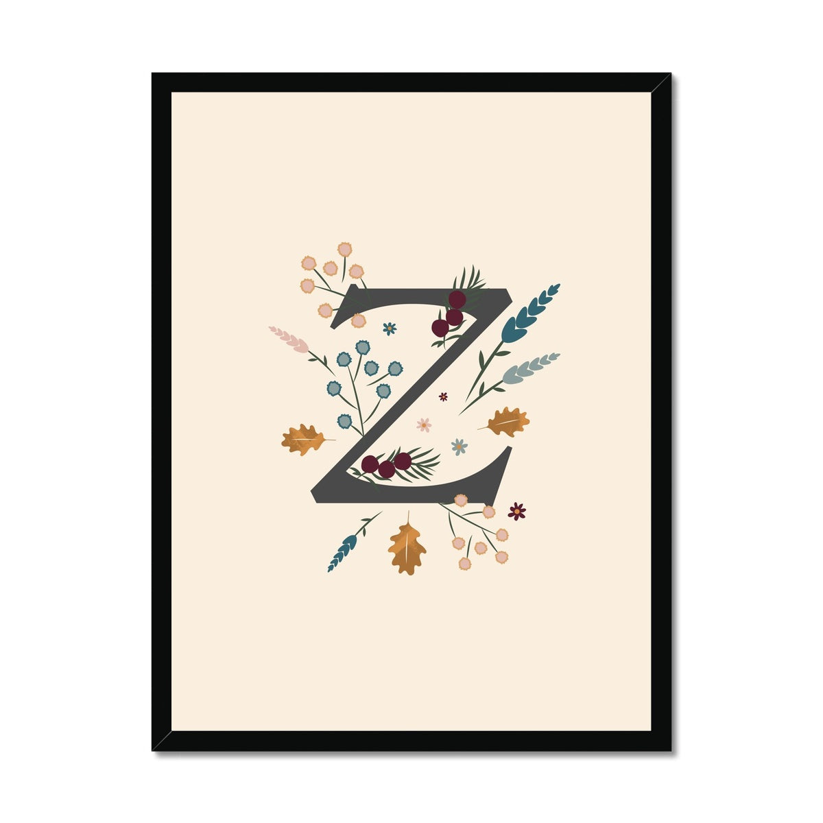 Initial Letter 'Z' Woodlands Framed Fine Art Print