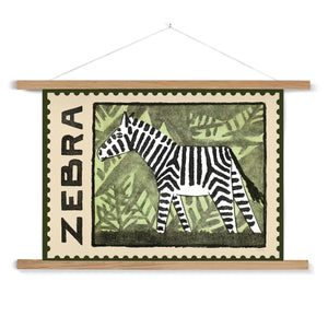 Zebra Vintage Postage Stamp Fine Art Print with Hanger