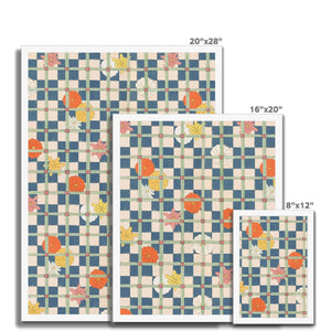 Kimono Pattern Checkerboard Framed Fine Art Print