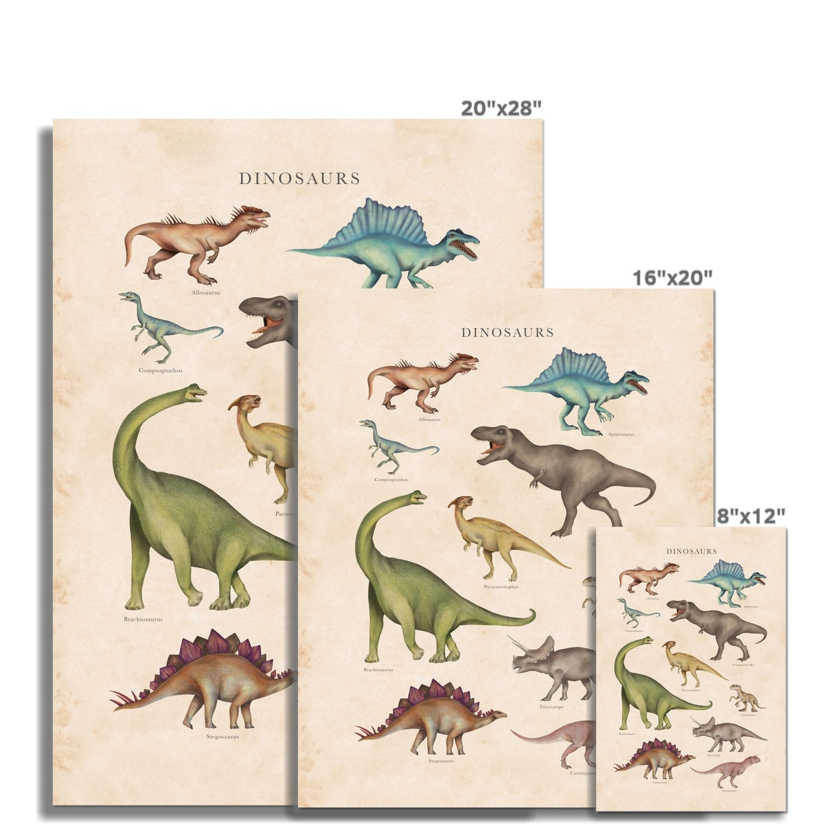 Vintage Dinosaurs Fine Art Print