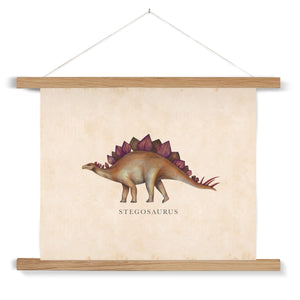 Vintage Stegosaurus Fine Art Print with Hanger