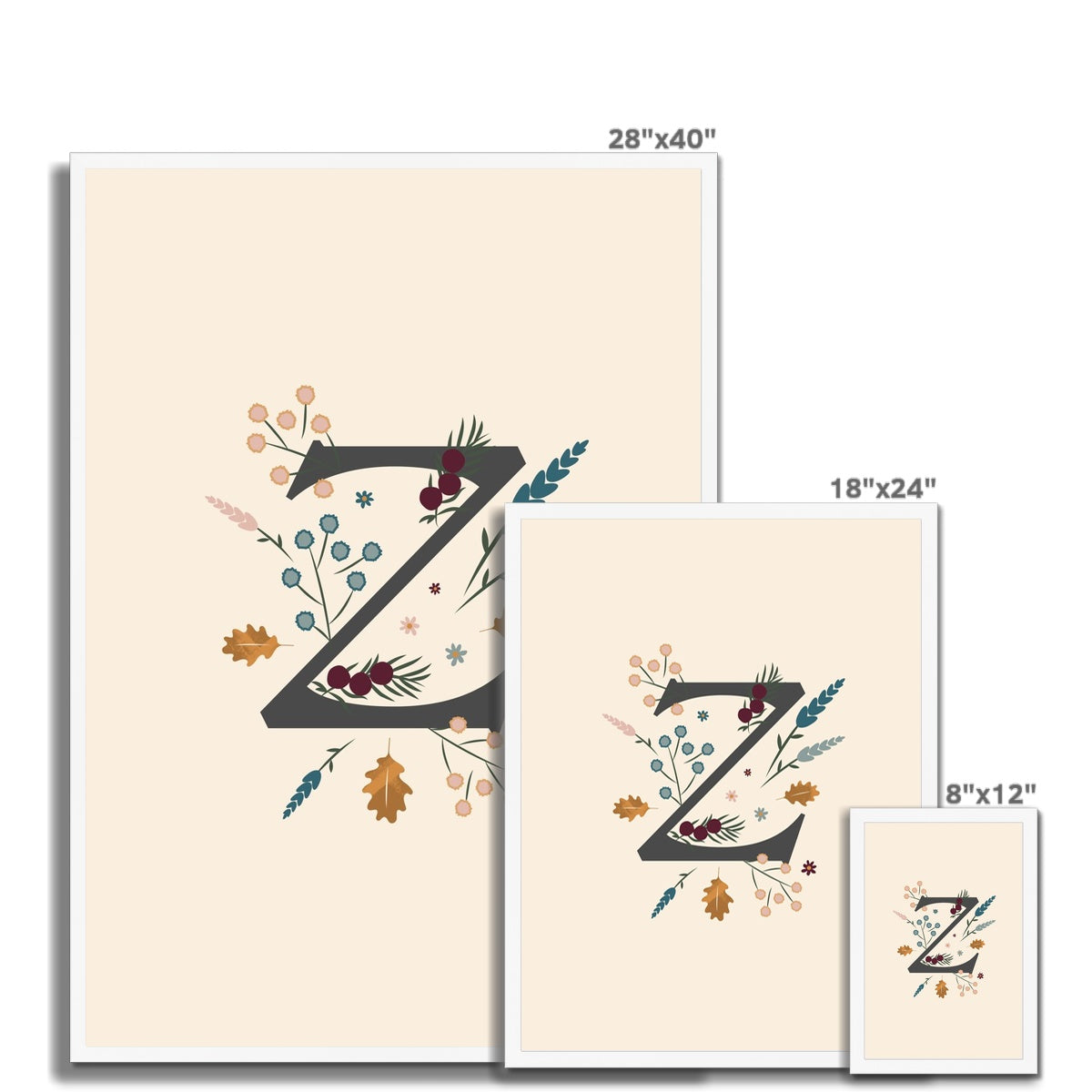 Initial Letter 'Z' Woodlands Framed Fine Art Print