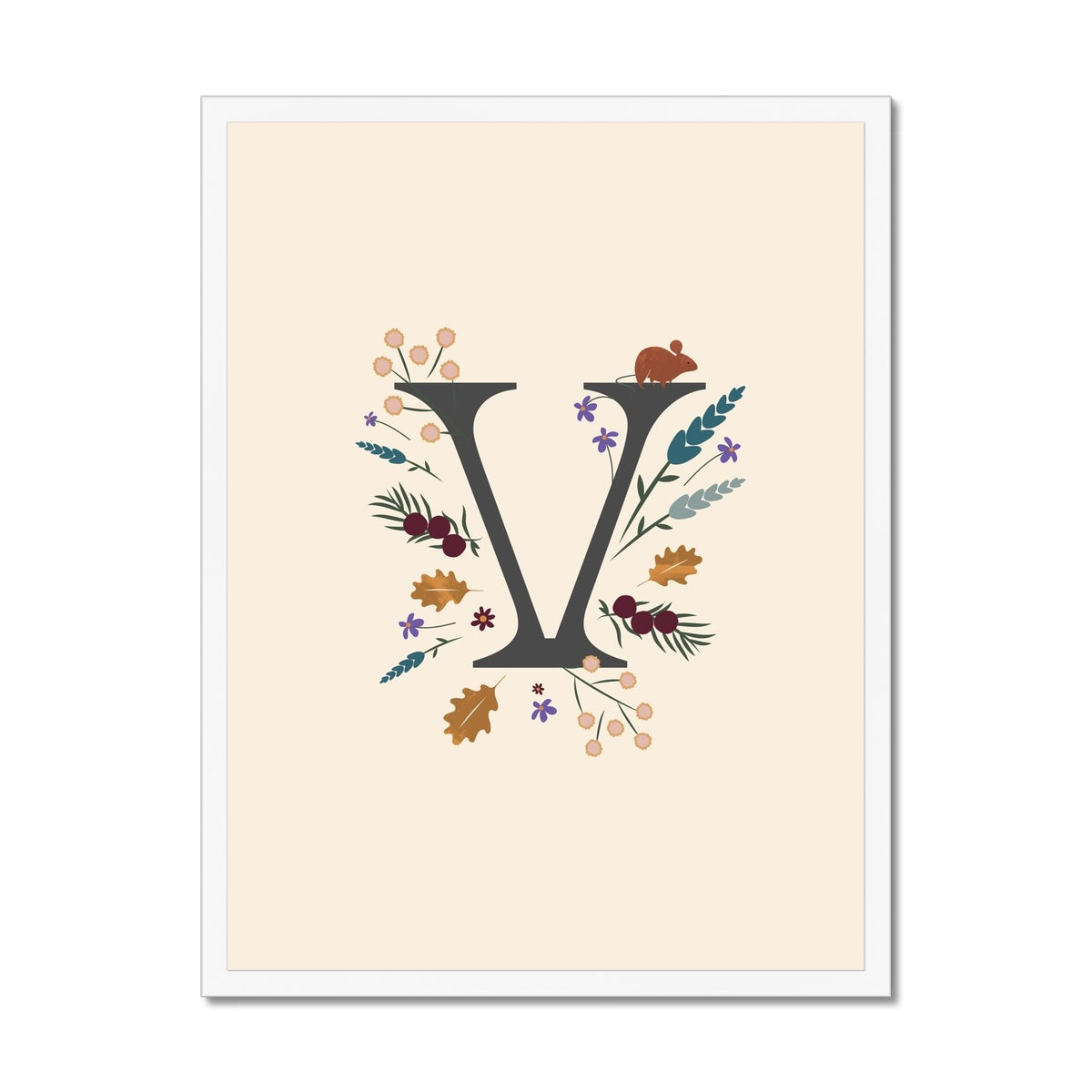Initial Letter 'V' Woodlands Framed Fine Art Print
