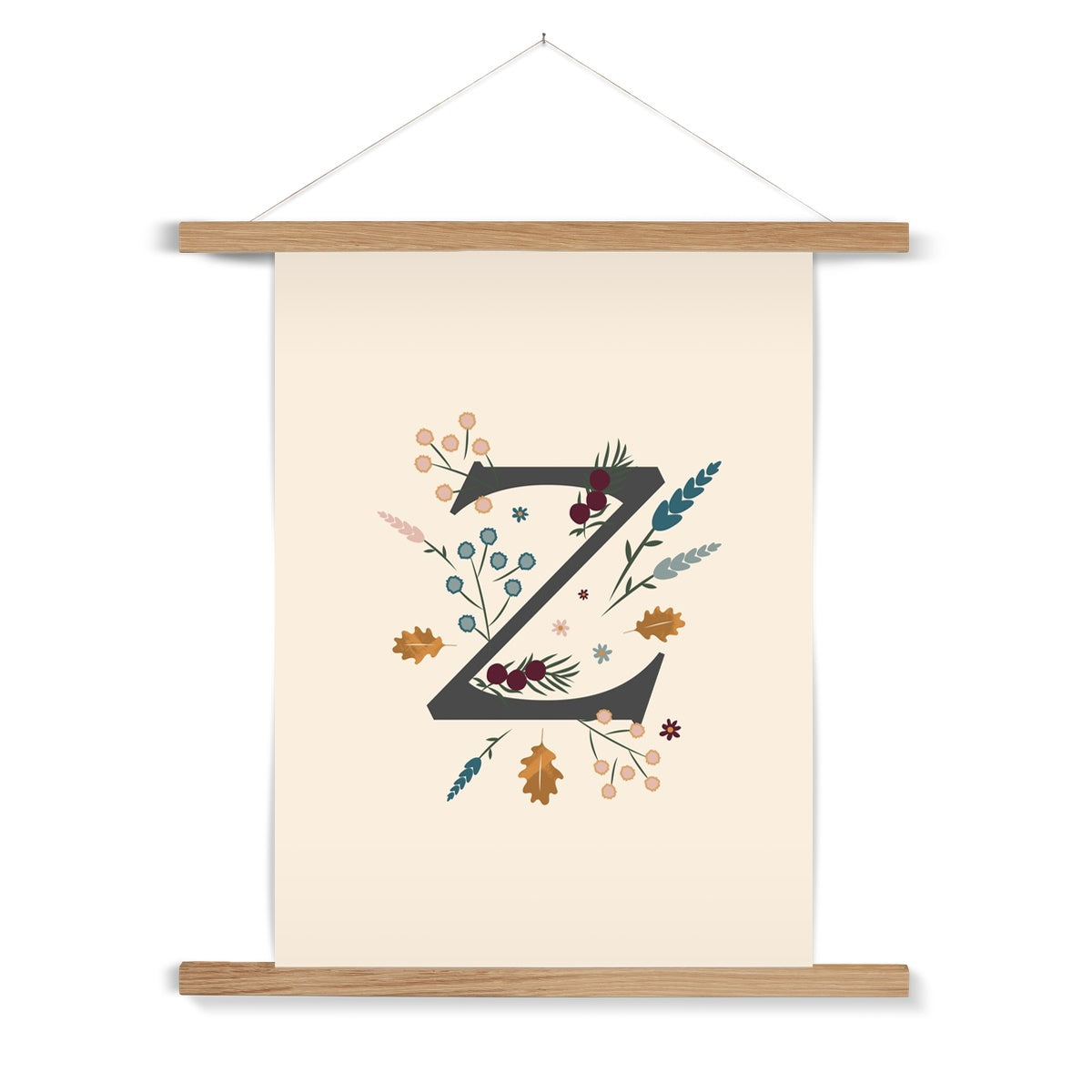 Initial Letter 'Z' Woodlands Fine Art Print with Hanger