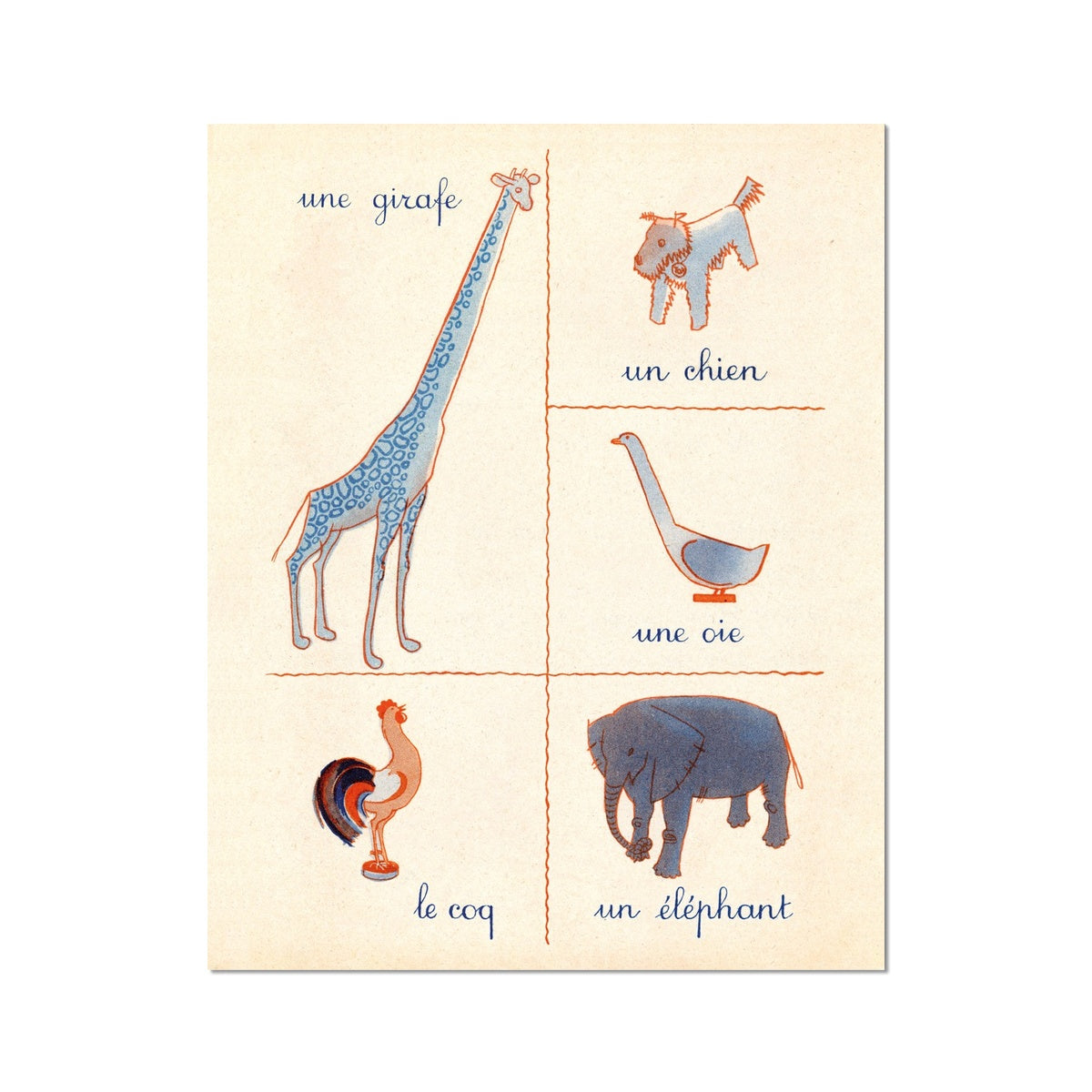 French First Words Animals Fine Art Print