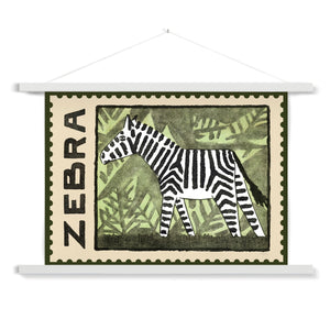 Zebra Vintage Postage Stamp Fine Art Print with Hanger
