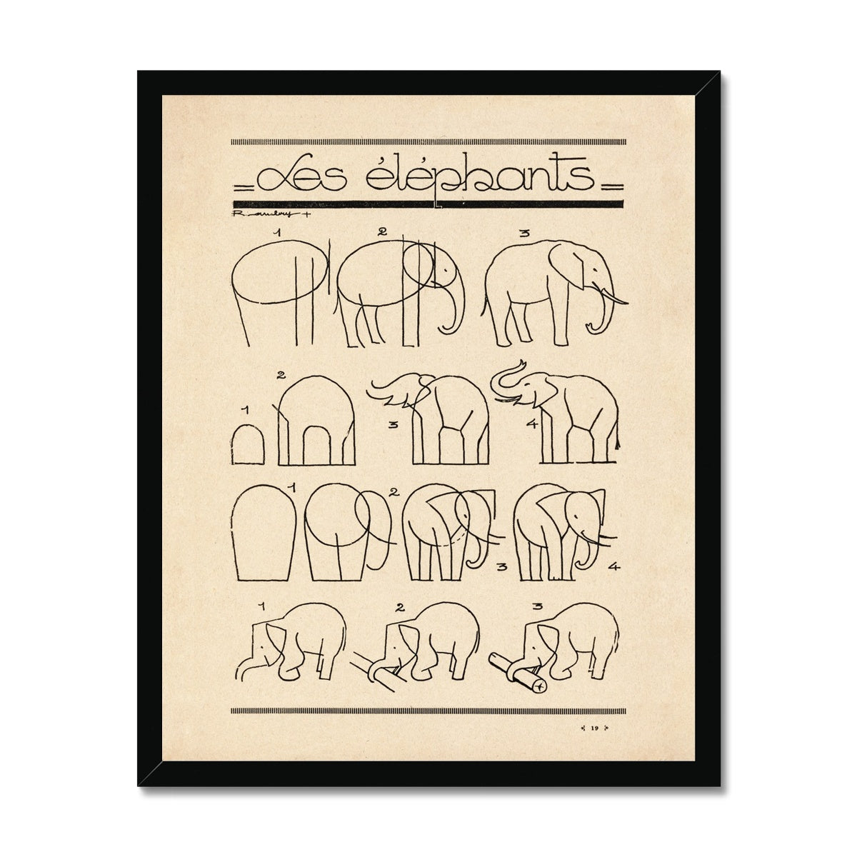 Les Elephants Framed Fine Art Print