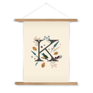 Initial Letter 'K' Woodlands Fine Art Print with Hanger