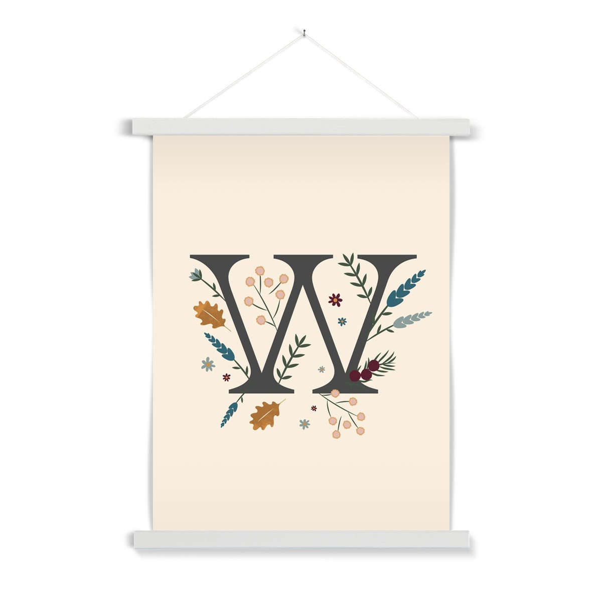 Initial Letter 'W' Woodlands Fine Art Print with Hanger