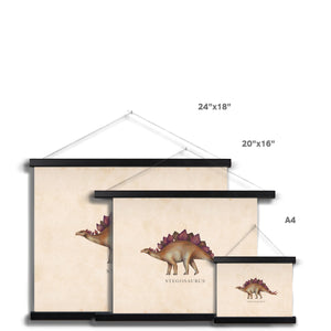 Vintage Stegosaurus Fine Art Print with Hanger