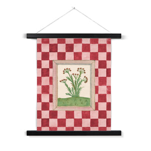 Book of Herbs Pink Check Fine Art Print with Hanger