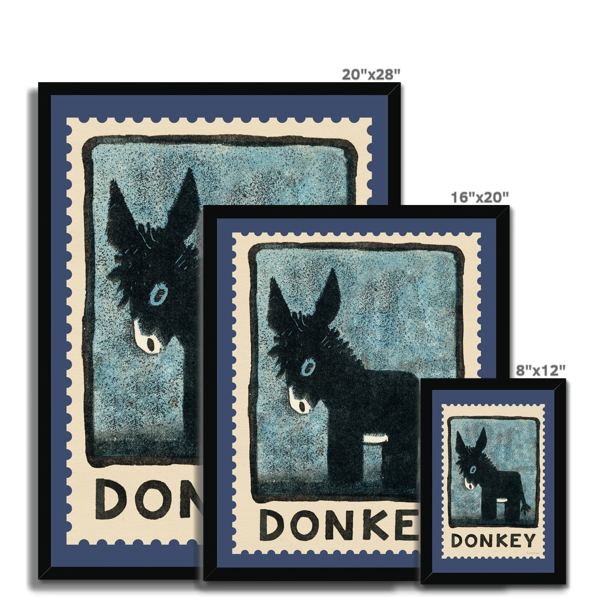 Donkey Vintage Postage Stamp Framed Fine Art Print