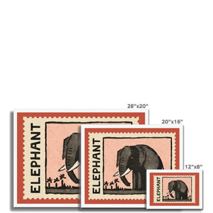 Elephant Vintage Postage Stamp Framed Fine Art Print